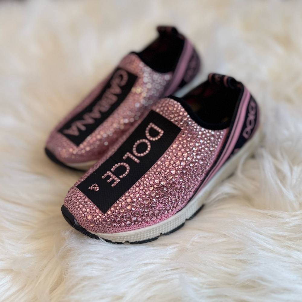 Dolce & Gabbana Kids Pink rhinestone sneakers